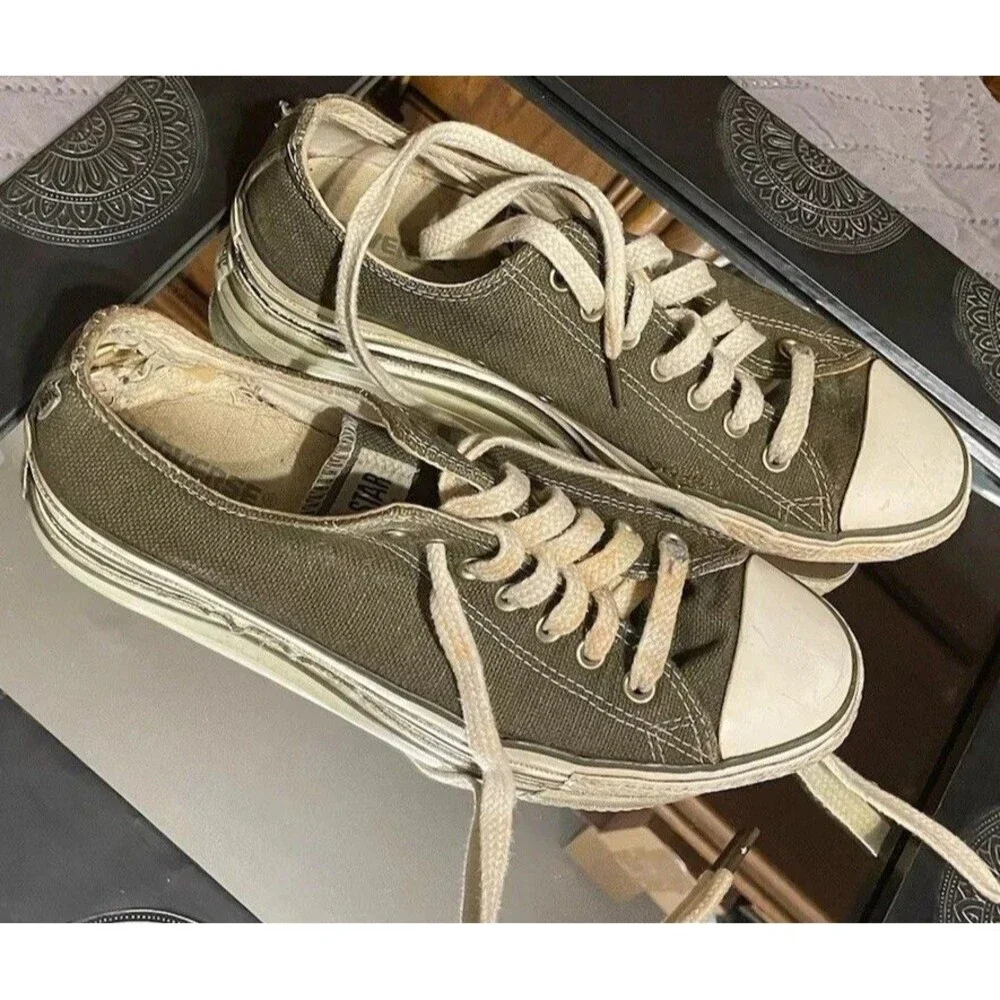 Vintage Converse All Stars Shoes Mens Size 10 Army Green Y2K Natural Hemp Rare